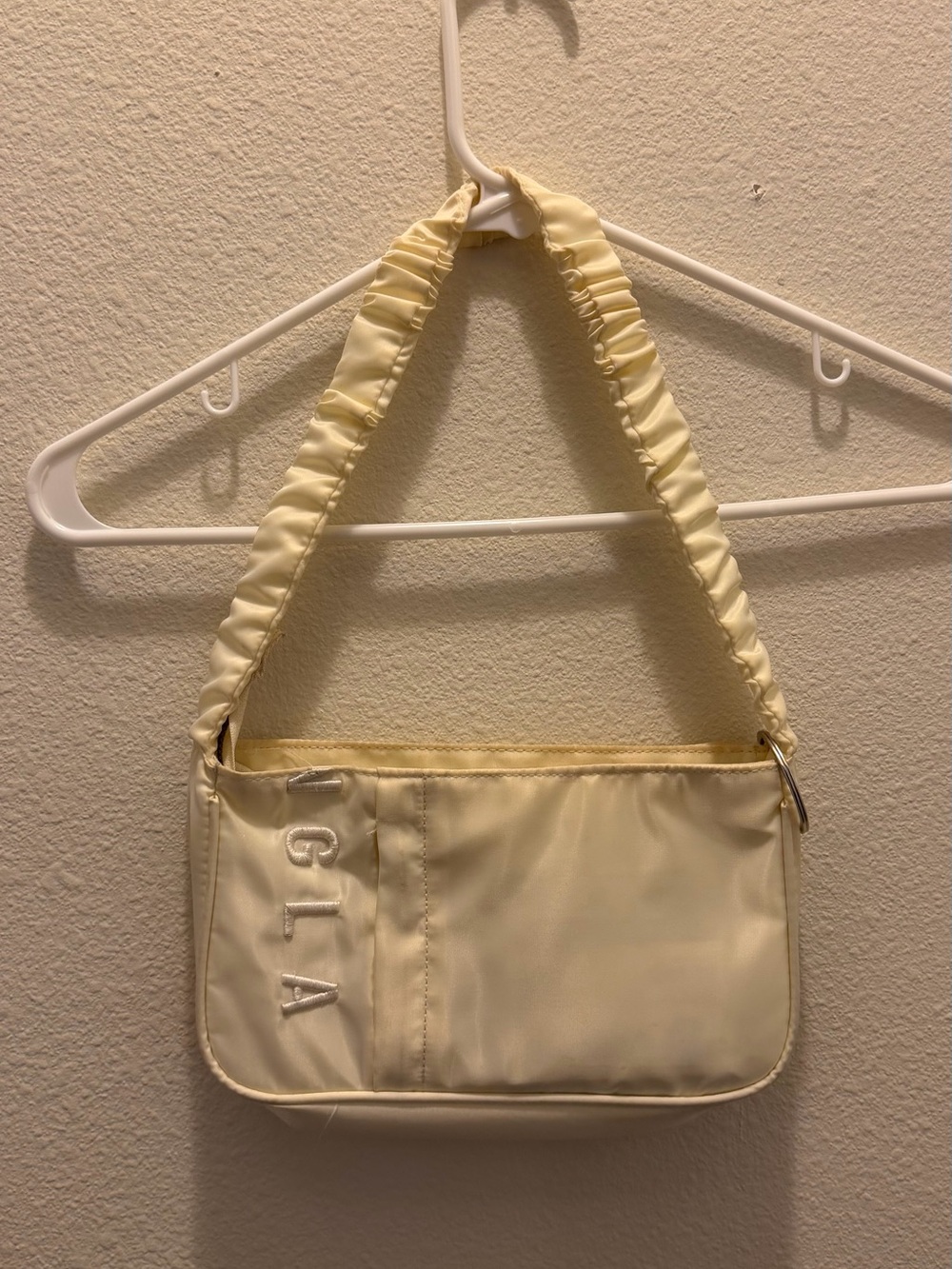 YoungLA For Her Cream Satin Shoulder Bag